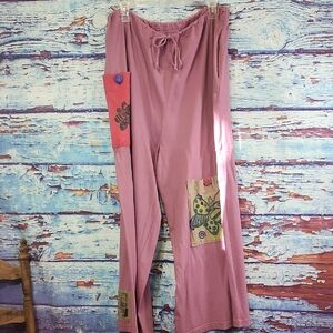 Blue Fish Mauve Trousers with Artistic Patch